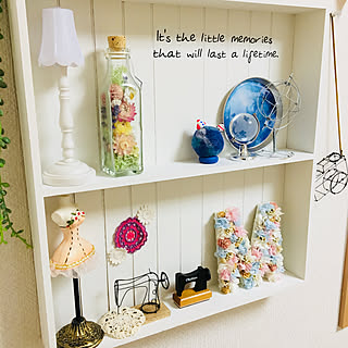 棚/ドライフラワーボトル/kotori さんのワイヤークラフト/Atelier.mさんの作品/RCの出会いに感謝♡...などのインテリア実例 - 2018-04-25 17:17:49