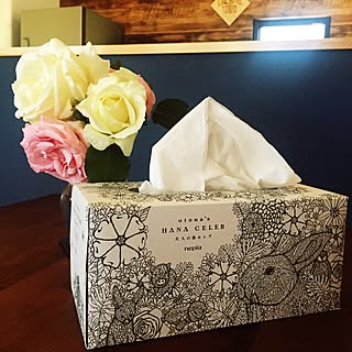 机/ばらの花/塗り絵ができるティッシュ/ネピア大人の鼻セレブ/お部屋にFIT...などのインテリア実例 - 2017-05-11 09:31:02