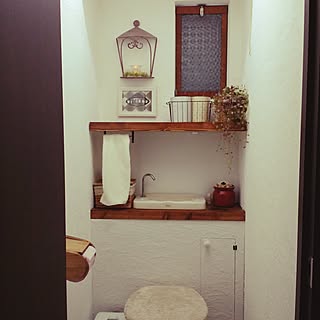 バス/トイレ/トイレ/賃貸/トイレタンク隠し DIY/つっぱり棒棚...などのインテリア実例 - 2016-03-05 23:50:46
