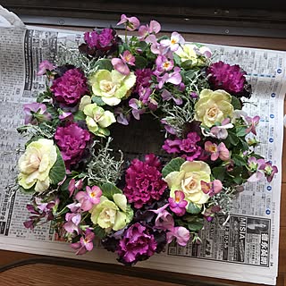 玄関 入り口 生花リースのインテリア実例 Roomclip ルームクリップ