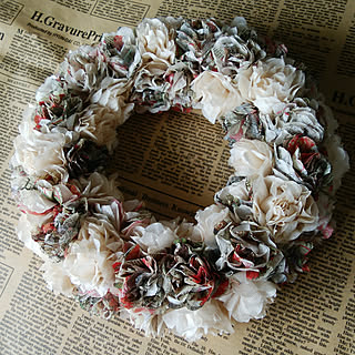 ハンドメイド/ペパナプリース/リース/アンティーク風/ペーパーナプキン...などのインテリア実例 - 2017-10-02 16:36:14