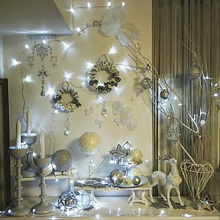 クリスマス/ライトアップ/枝ツリー/クリスマス雑貨/賃貸...などのインテリア実例 - 2017-11-13 21:58:53