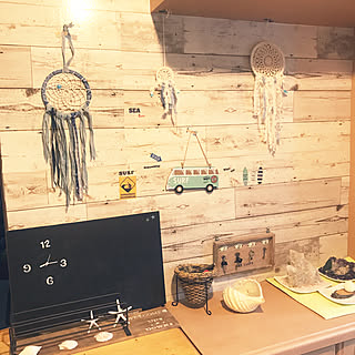 玄関/入り口/黒板時計DIY/時計DIY/ドリームキャッチャー★/プチプラハンドメイド★...などのインテリア実例 - 2017-09-02 15:42:47