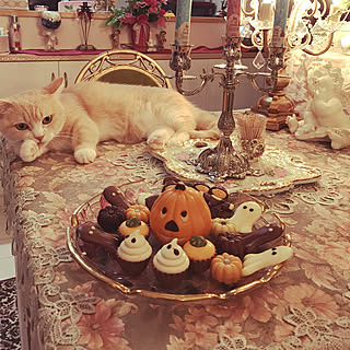 机/美味しそぉ(๑><๑)/ハロウィンチョコ❤︎/皆さんいつもありがとう♡/猫といつも一緒...などのインテリア実例 - 2017-10-05 20:20:52