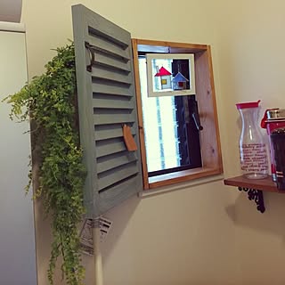 バス/トイレ/いなざうるす屋さん フェイクグリーン/いなちゃんのモフモフ/ルーバー窓枠/ステンドグラス...などのインテリア実例 - 2014-05-07 10:02:08
