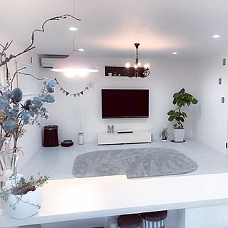 部屋全体/白のチカラ/ホワイトインテリア/フェイクグリーン/モノトーン...などのインテリア実例 - 2017-01-19 22:54:24