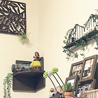 リビング/ウォールデコレーション/ウォールデコ/フェイクグリーン/100均...などのインテリア実例 - 2017-08-22 22:18:35