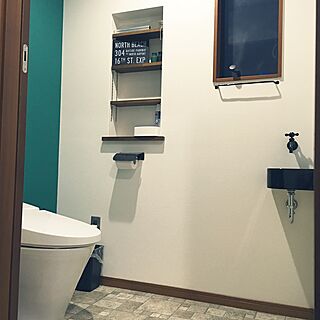 バス トイレ 緑の壁紙のインテリア実例 Roomclip ルームクリップ