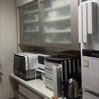 キッチン/無印ラップケース/無印良品収納ケース/モノトーン/白黒病...などのインテリア実例 - 2016-02-02 01:09:33