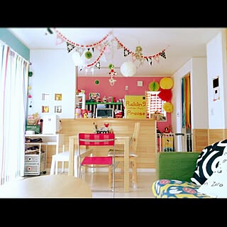 部屋全体/カラフルな部屋/ペーパーフラワー/ハニカムボール/ガーランド...などのインテリア実例 - 2014-02-19 16:54:40