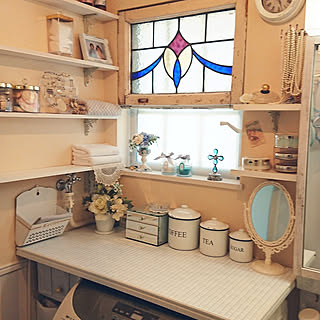 バス/トイレ/サニタリー/洗濯機の上/手作り/タイル柄シート...などのインテリア実例 - 2019-02-02 09:52:21