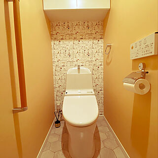 バス トイレ オレンジ壁紙のインテリア実例 Roomclip ルームクリップ
