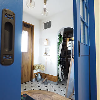 ペンダントライト/花柄タイル/ブルー/両引き戸/cafe風...などのインテリア実例 - 2020-01-17 14:02:34