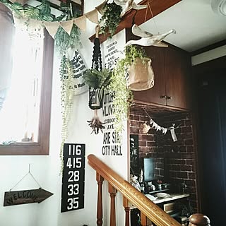 フラッグガーランド/NO GREEN NO LIFE/ぶらぶら部/ダイソー/フェイクグリーン/いなざうるす屋さん...などのインテリア実例 - 2015-09-14 06:23:42
