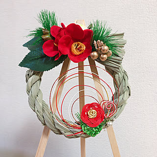 玄関/入り口/可愛い和/末娘へのプレゼント/手作りしめ縄飾り/平梅結び...などのインテリア実例 - 2018-12-26 18:26:49