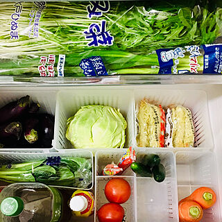 冷蔵庫収納見直し/野菜はほとんど、いたむ前に刻んで冷凍/シンデレラフィット/野菜室収納/冷蔵庫の中整理...などのインテリア実例 - 2019-04-04 23:23:27