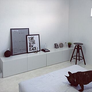 白黒/モノトーン　/ベッドルーム/IKEA/ワンコのインテリア実例 - 2014-06-14 18:01:02