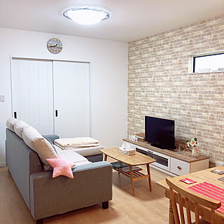 リビング レンガ調のインテリア実例 Roomclip ルームクリップ