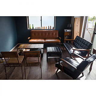 部屋全体/カリモク/プロジェクター/レザーソファ/東京レトロa.m.a.store...などのインテリア実例 - 2020-01-01 18:23:32