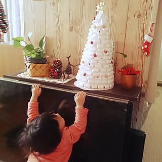 手作りツリー♥︎/棚/マンションインテリア/子供のいる暮らしのインテリア実例 - 2015-11-23 21:54:16