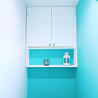 Diy ティファニーブルーの壁紙のインテリア 手作りの実例 Roomclip ルームクリップ