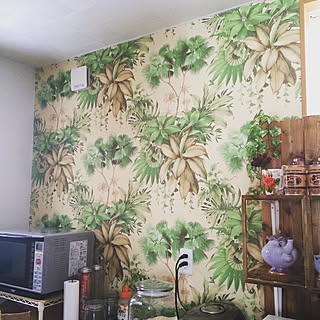 壁 天井 ボタニカル柄の壁紙のインテリア実例 Roomclip ルームクリップ