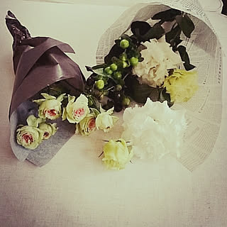 机/薔薇/トルコキキョウ/アンティーク色/生花...などのインテリア実例 - 2020-01-13 11:44:43