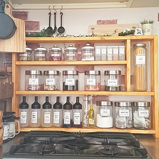 キッチン/SPF材/調味料ラック/キッチン収納/1×4材...などのインテリア実例 - 2017-03-05 14:26:42