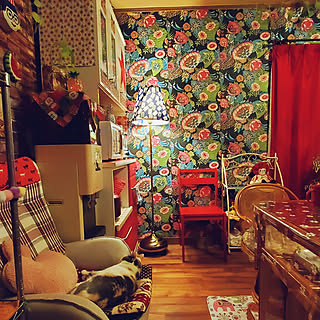 キッチン 派手な壁紙のインテリア実例 Roomclip ルームクリップ