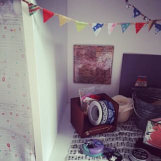 棚/セリア/DIY/マスキングテープ/目隠しカーテン...などのインテリア実例 - 2014-02-15 17:25:34