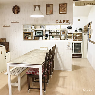 部屋全体/ニトリの時計/吊り下げ看板風/看板 DIY/カフェ風インテリアを目指して...などのインテリア実例 - 2017-09-07 11:26:42