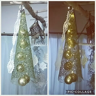 クリスマス/100均/レース編み/100均アイテム/ハンドメイド...などのインテリア実例 - 2018-11-16 17:00:48