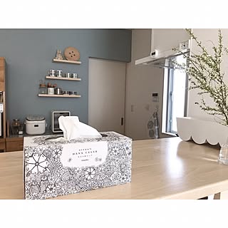 キッチン/北欧/北欧インテリア/キッチンカウンター/塗り絵ができるティッシュ...などのインテリア実例 - 2017-04-27 14:54:36