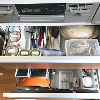 キッチン引き出し/調味料収納/無印良品/お鍋収納/フライパン収納...などのインテリア実例 - 2018-08-28 21:32:52