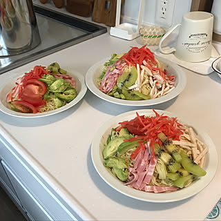 冷やし中華/いいね!ありがとうございます♪/いいね&コメント&フォロー感謝♡/いいね押し逃げすみません^^;/コメントお返し遅くてすいません...などのインテリア実例 - 2019-08-11 15:03:05