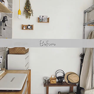 カウンターDIY/L字型カウンターDIY/なんちゃってストリングシェルフ(笑)/2×4材で壁を作る/ドライフラワー...などのインテリア実例 - 2019-05-16 15:18:41