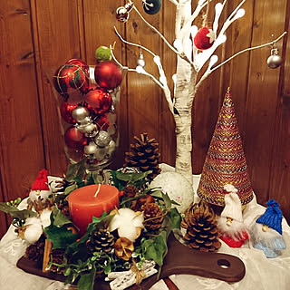 棚/クリスマス/白樺ツリー/100均ハンドメイド❤︎/キャンドルスタンド...などのインテリア実例 - 2018-12-17 21:52:17