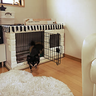 ベッド周り/リメイクシート/へっぽこDIY/ペットゲージ/ペットと暮らす家...などのインテリア実例 - 2018-09-24 16:14:34