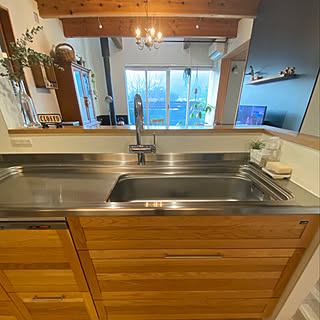 無垢のキッチン/ウッドワン スイージー/無印良品/スポンジ置き場/大人ナチュラル...などのインテリア実例 - 2020-01-22 21:04:08