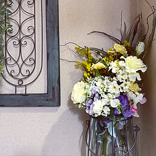 フェイクフラワー/賃貸暮らし/癒し/ミモザ/フラワーベース...などのインテリア実例 - 2020-02-13 09:09:41