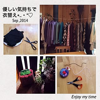 壁/天井/おはようございます+*。/アンティークの洗濯リード+*。/衣替えには優しさも♡/整理整頓出来るが/掃除はまだまだ未熟者+*。...などのインテリア実例 - 2014-09-24 08:10:24