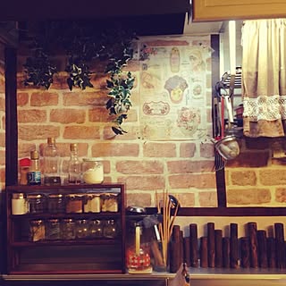 キッチン/レトロ/100均/賃貸/かべがみや本舗さん...などのインテリア実例 - 2014-10-18 21:30:55