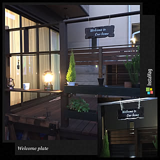 玄関/入り口/ゴールドクレスト/ランタン/ウッドデッキDIY /旦那さん作...などのインテリア実例 - 2017-12-04 09:21:30