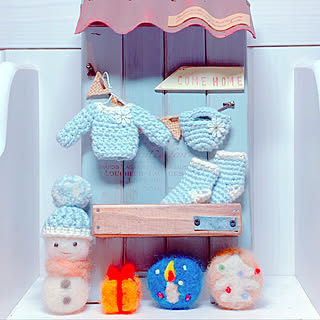 mayumiちゃんの編み編み作品❤️/smileちゃんの作品❤️/羊毛フェルト作品*¨/羊毛フェルト雪だるま❤️/クリスマス...などのインテリア実例 - 2018-12-06 18:39:04