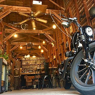 バイクガレージ ハーレーダビッドソンのインテリア実例 Roomclip ルームクリップ