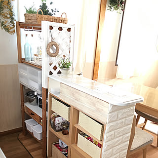 収納がない/狭いキッチン/キッチンカウンターDIY/収納/フェイクグリーン...などのインテリア実例 - 2019-03-21 11:34:46