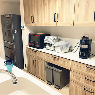 ゴミ箱/シロカの全自動コーヒーメーカー/冷蔵庫/カフェ風/北欧...などのインテリア実例 - 2019-03-02 23:16:02