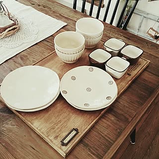 机/ランチトレーは手作り/ドットのお皿/ダイニングテーブル/セリア...などのインテリア実例 - 2016-03-06 19:15:08