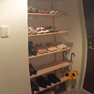 玄関/入り口/靴箱/DIY/賃貸/賃貸でも諦めない!...などのインテリア実例 - 2016-08-24 08:45:30