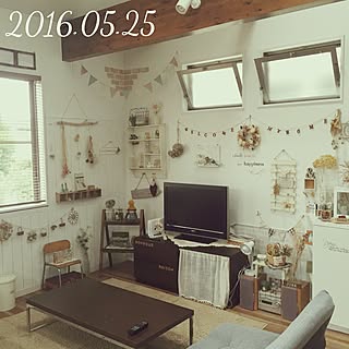 部屋全体/ガーランド/板壁風DIY!/いつもいいねありがとうございます♡/RCの出会いに感謝♡...などのインテリア実例 - 2016-05-25 07:48:48